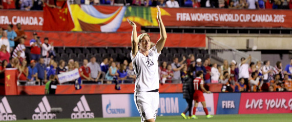 OTTAWA, ON - JUNE 26: Abby Wambach #20 of the United States acknowledges the crowd after defeating China 1-0 in the FIFA Women's World Cup 2015 Quarter Final match at Lansdowne Stadium on June 26, 2015 in Ottawa, Canada. (Photo by Andre Ringuette/Freestyle Photo/Getty Images)