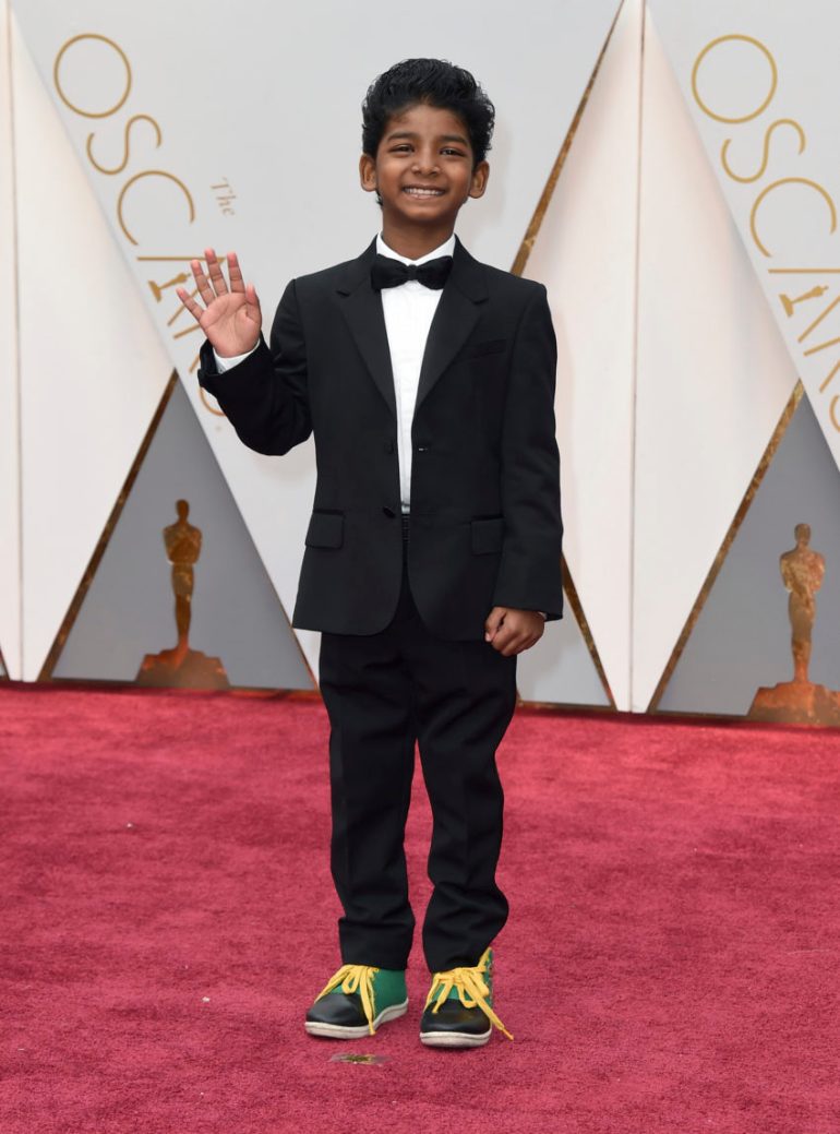 Sunny Pawar arrives at the Oscars on Sunday, Feb. 26, 2017, at the Dolby Theatre in Los Angeles. (Photo by Jordan Strauss/Invision/AP)